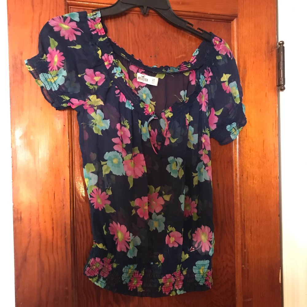 Hollister sheer floral shirt
